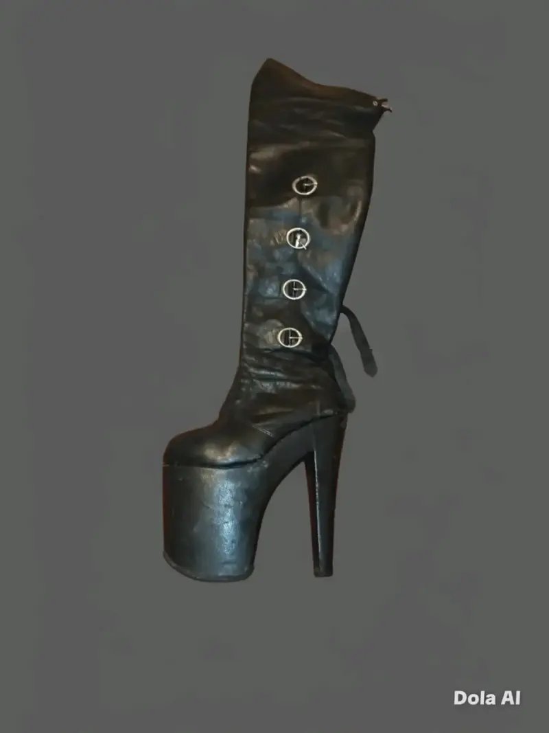 Botas negras de plataforma alta con hebillas - 3