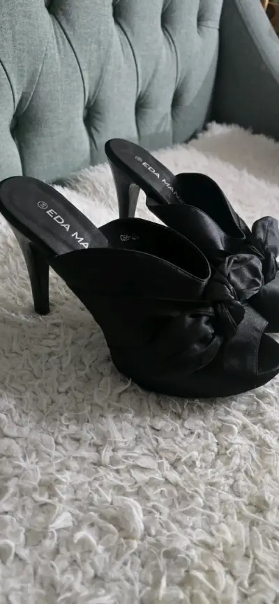 Sandalias de tacón negro Eda Manzini con lazo - miniatura 3