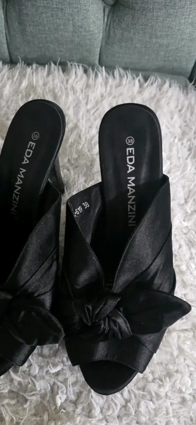 Sandalias de tacón negro Eda Manzini con lazo - miniatura 4