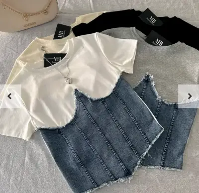 Polera con corset de mezclilla MB - miniatura 1
