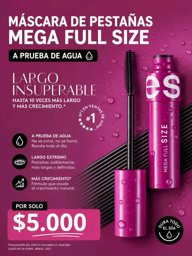 Máscara Pestañas Mega Full Size a Prueba de Agua