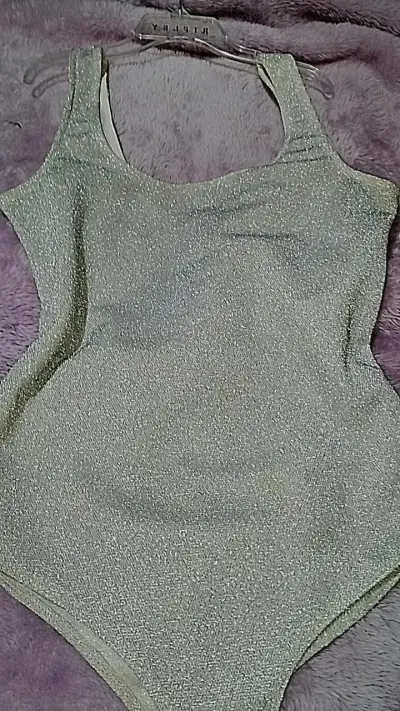 Body plateado brillante para mujer - miniatura 1