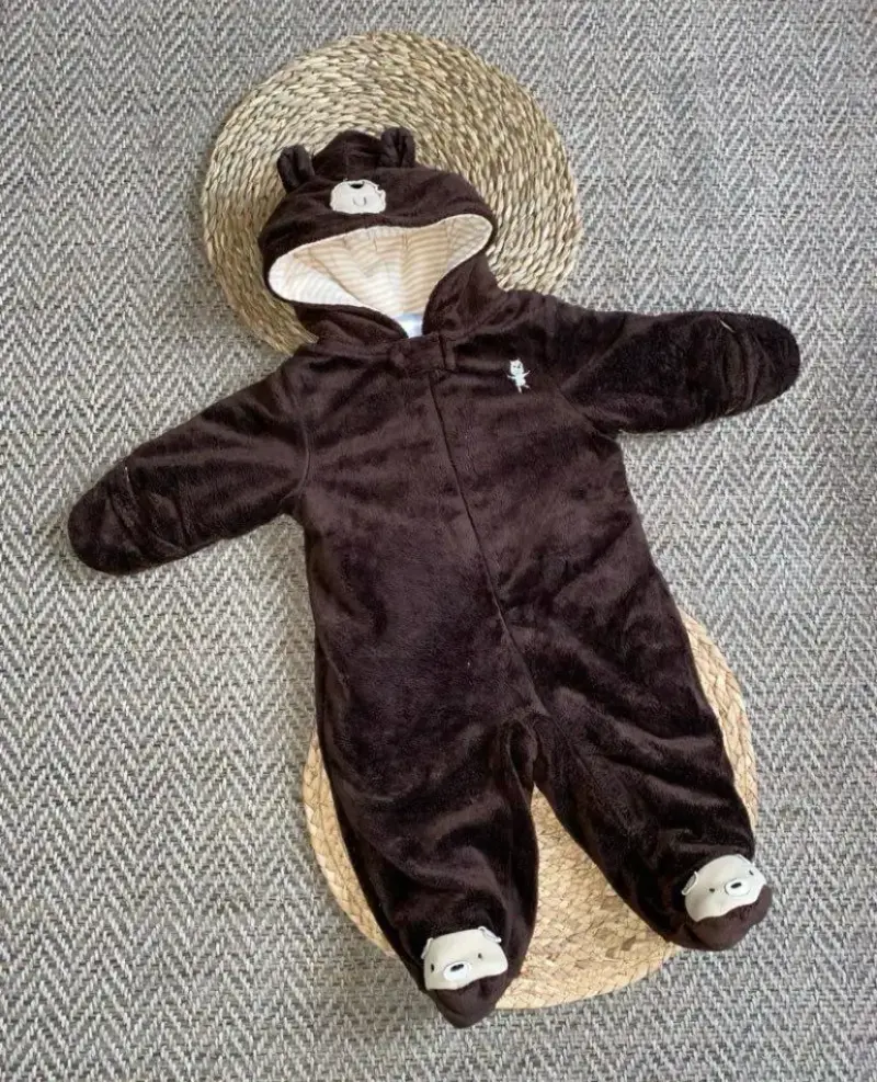 Enterito de bebé con diseño de oso marrón - 1