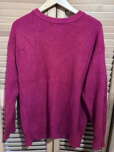 Suéter de punto fucsia con volantes - miniatura 1