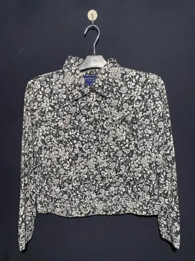 Chaqueta floral negra y blanca Charter Club - miniatura 1