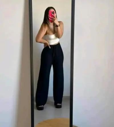Pantalones anchos negros para mujer - miniatura 1