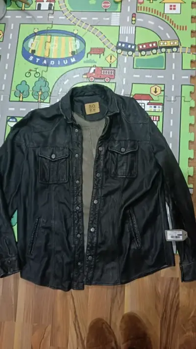 Camisa de cuero negro unisex BOR - miniatura 1
