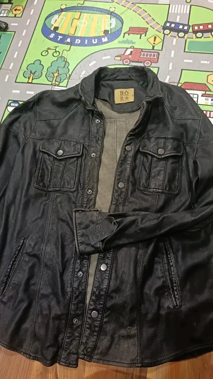 Camisa de cuero negro unisex BOR - 2