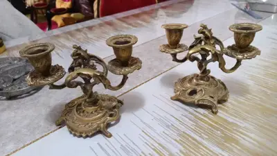Candelabros de Bronce Antiguos Decorativos - miniatura 1
