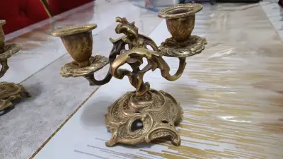 Candelabros de Bronce Antiguos Decorativos - miniatura 3