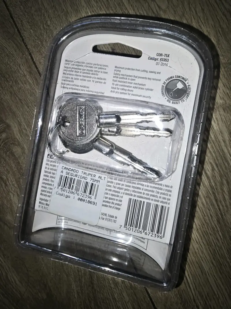 Candado Antipalanca Hermex 75 mm con Llaves - 4