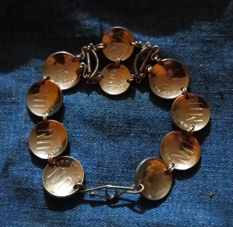 Pulsera de monedas antiguas de cobre - 2