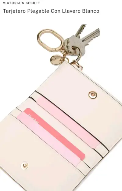 Tarjetero plegable con llavero blanco Victoria's Secret - miniatura 1