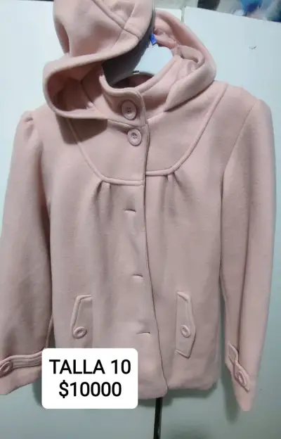 Abrigo de niña rosa con capucha talla 10 - miniatura 1