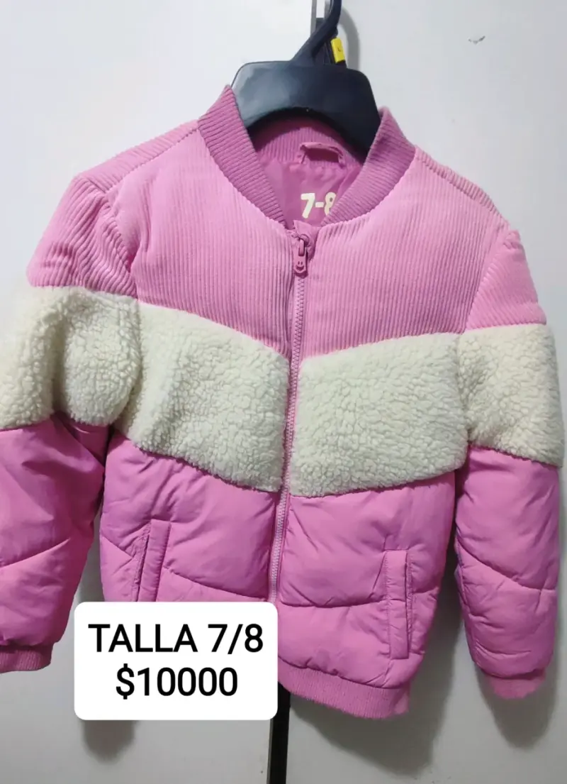Abrigo de niña rosa con capucha talla 10 - 2
