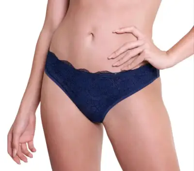 Calzón bikini con detalle encaje azul - miniatura 1