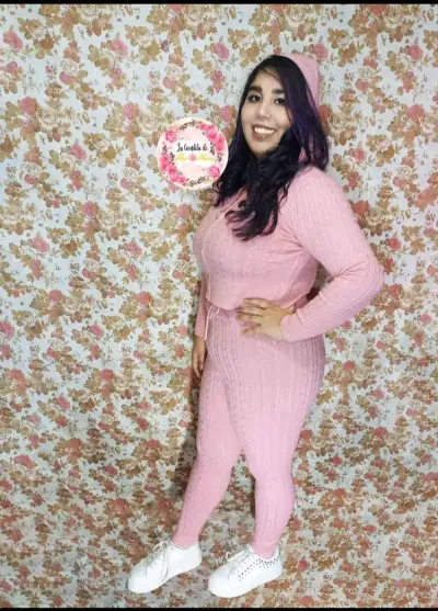 Conjunto lanilla  en color rosa - miniatura 1
