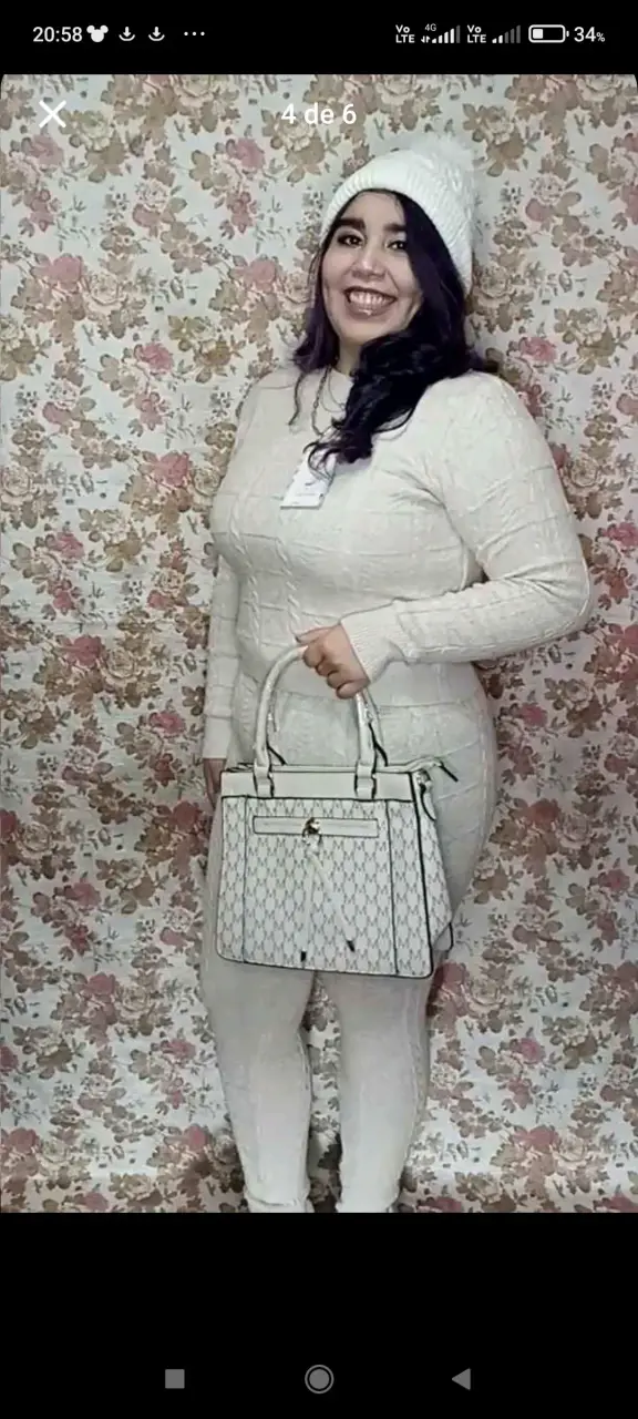 Conjunto de lanilla blanco invierno para mujer - 2