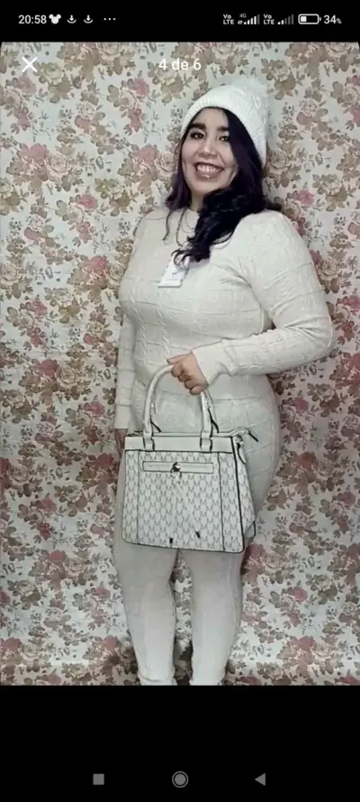 Conjunto de lanilla blanco invierno para mujer - miniatura 2