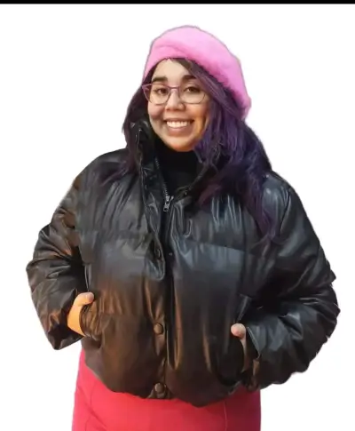 Puffa ecocuero negra para mujer - miniatura 1