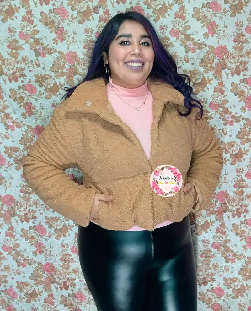 Chaqueta corderito color beige para mujer - 3