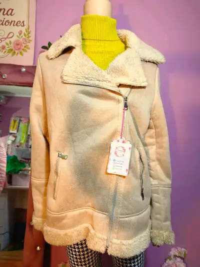 Chaqueta de mujer beige forrada - miniatura 1