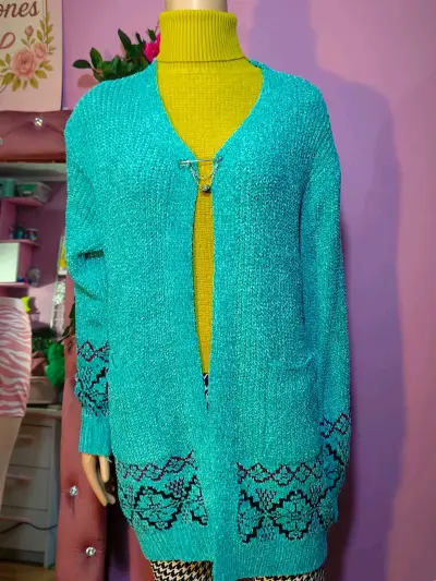 Cardigan color turquesa - miniatura 1