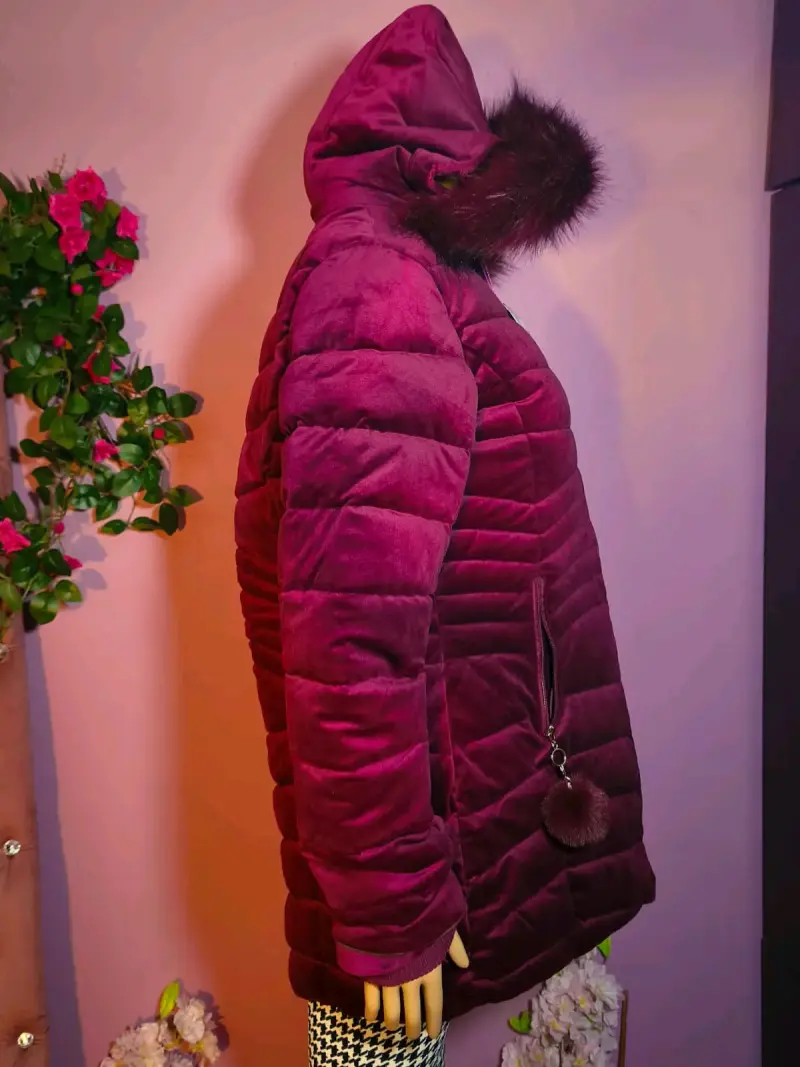 Chaqueta de invierno aterciopelada con capucha - 2