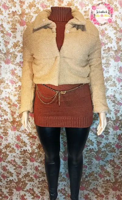 Chaqueta de corderito beige - miniatura 1