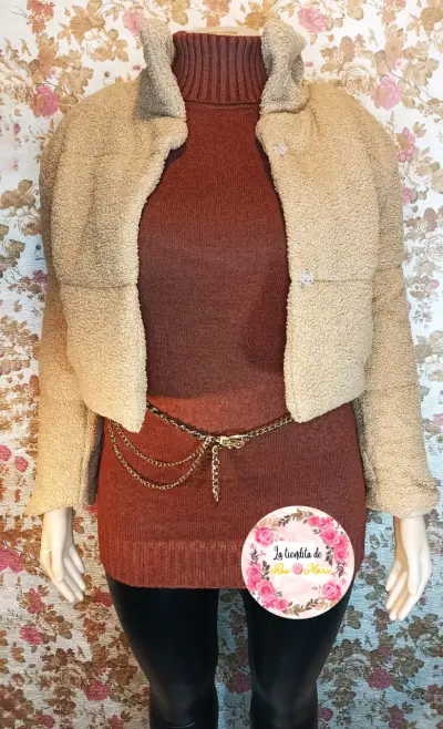 Chaqueta de corderito beige - miniatura 2