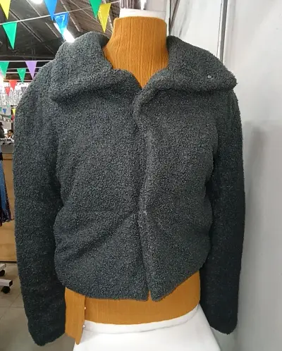 Chaqueta corderito gris para mujer - miniatura 2