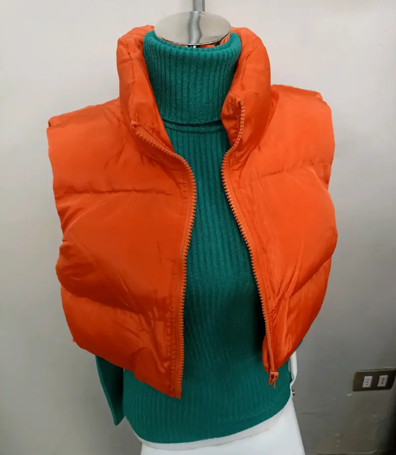Puffa  naranja sin mangas para mujer - 2