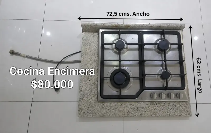 Cocina encimera de gas con 4 quemadores