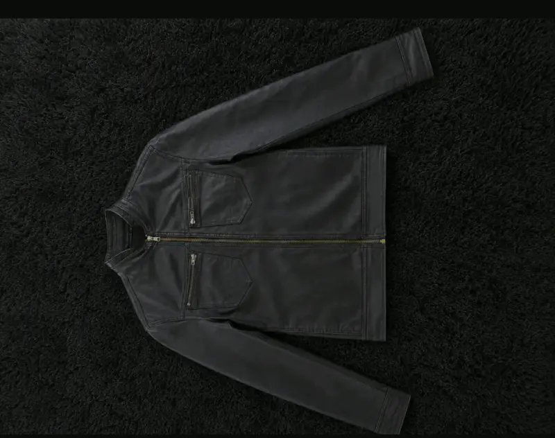 Chaqueta de cuero negra para hombre marca mossino - 1