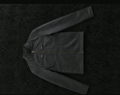 Chaqueta de cuero negra para hombre marca mossino - miniatura 1