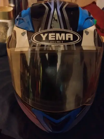 Casco de moto Yema YM-925 azul con visor - miniatura 1