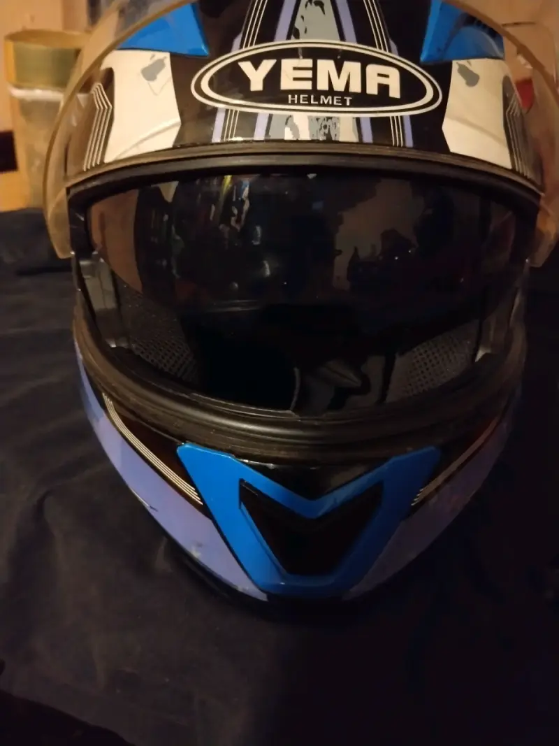 Casco de moto Yema YM-925 azul con visor - 2