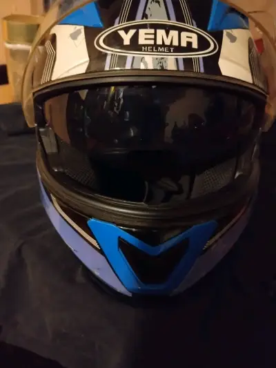 Casco de moto Yema YM-925 azul con visor - miniatura 2