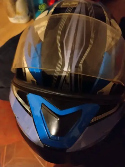 Casco de moto Yema YM-925 azul con visor - miniatura 5