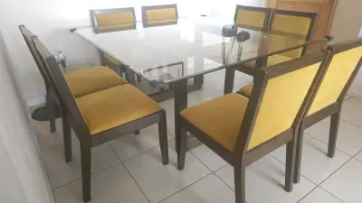 Juego de comedor con mesa de vidrio y 8 sillas - miniatura 3