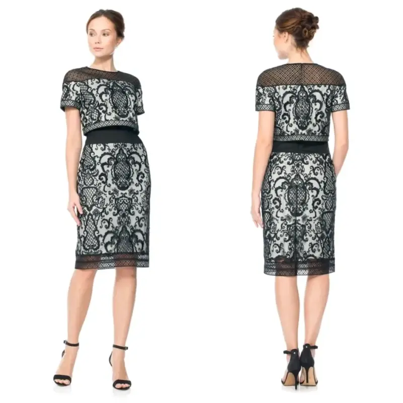 Vestido de encaje diseñador Tadashi Yoshi