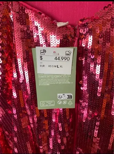 Vestido de lentejuelas fucsia con flecos - miniatura 4