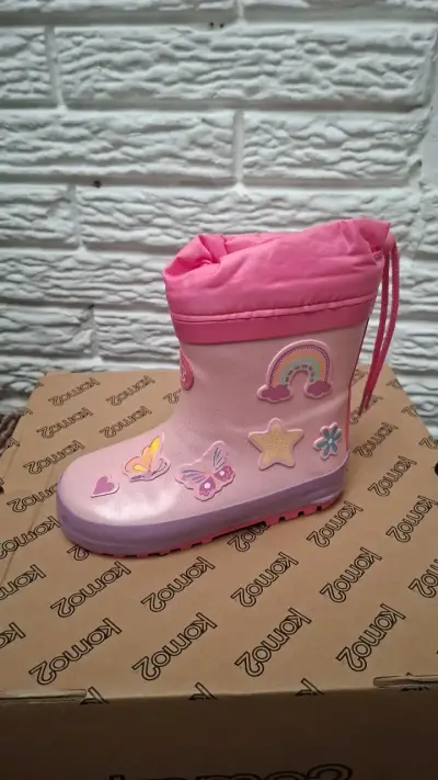Botas de lluvia infantiles rosadas con diseño de 🦋 - miniatura 4