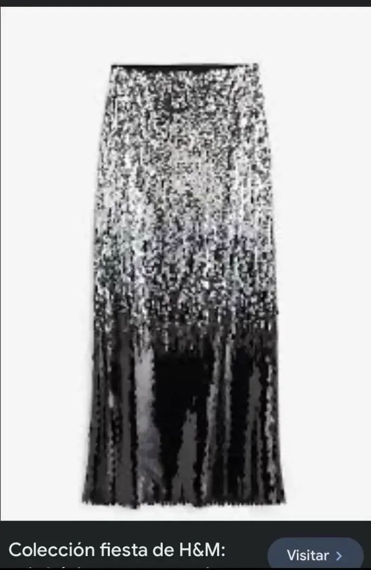 Falda larga de lentejuelas H&M negra - 1