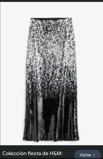 Falda larga de lentejuelas H&M negra - miniatura 1