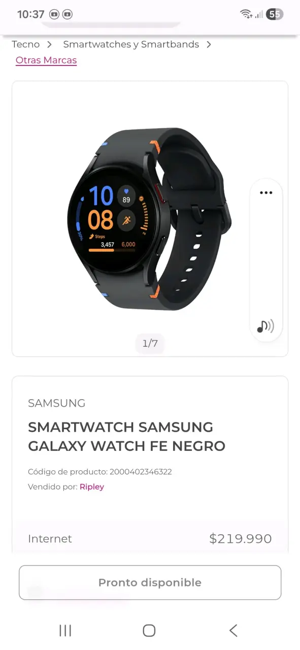 Smartwatch Samsung Galaxy Watch FE Negro