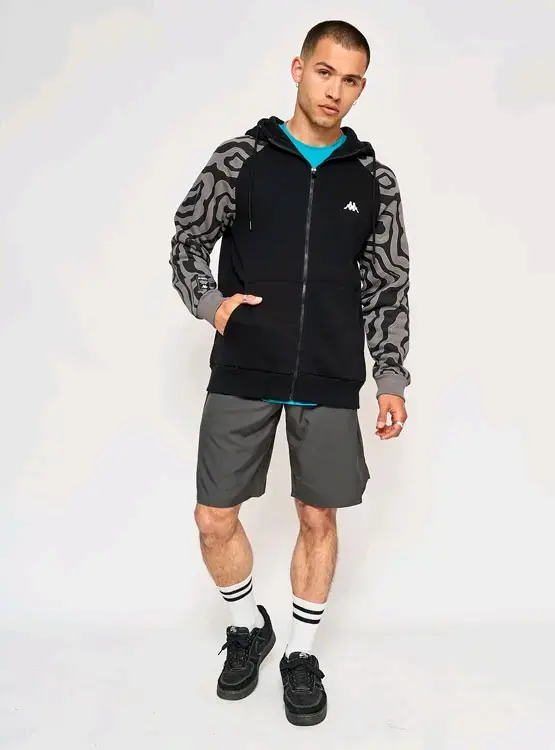 Polerón con capucha negro y gris para hombre - 1