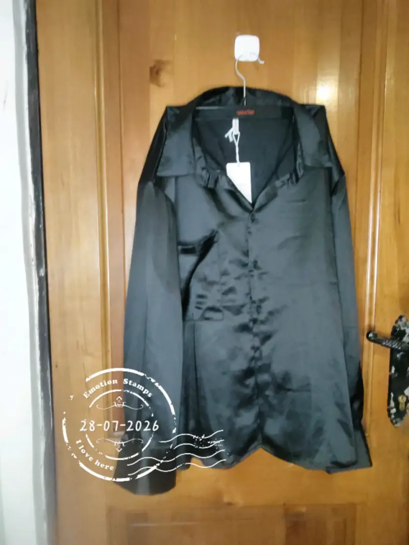 Camisa de satén negra para mujer - 2