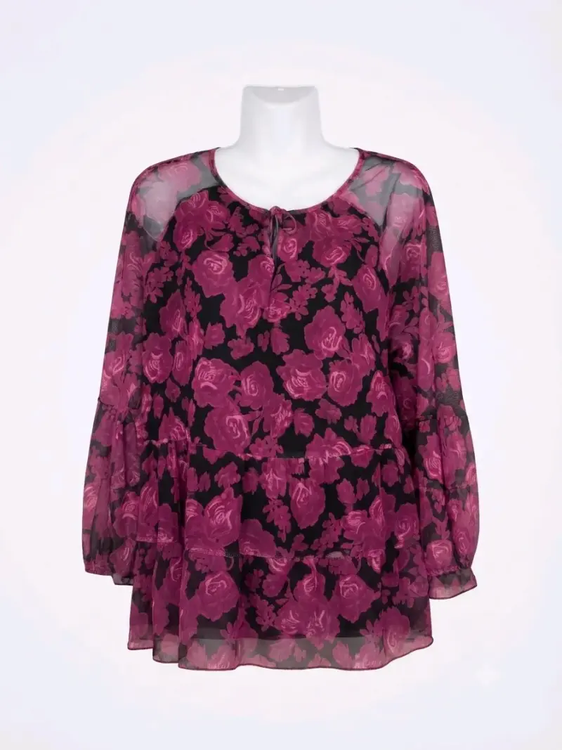 Blusa floral transparente de mujer - 1