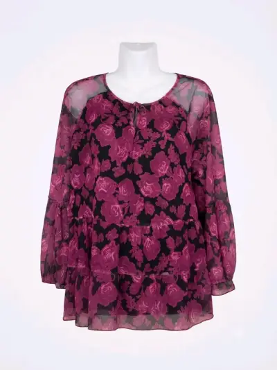 Blusa floral transparente de mujer - miniatura 1